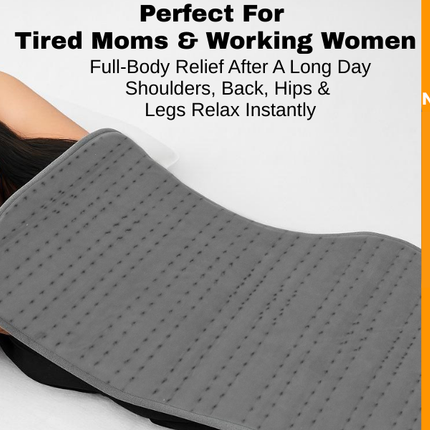 Metron Extra Large Heating Pad 52"x22" for Full Body Pain Relief and Winter Bed Warmer, Electric Heat Pad for Back Legs Shoulders and Period Comfort with 3 Heat Settings, Fast Heating and Soft Quilted Fabric