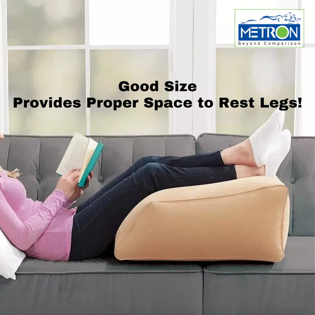 METRON Leg Elevation Pillow for Sleeping | Inflatable Wedge Pillow | Helps in After Surgery Recovery Reducing Swelling & Back Pain | Improves Blood Circulation | Size 22”x19”x11” Inches