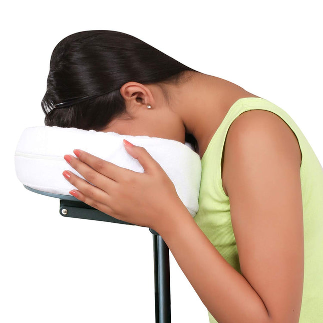 Metron Massage Face Cradle Cushion Memory Foam - Massage Table & Massage Chair Headrest Pillow with Washable Terry White Cover Pack of 1