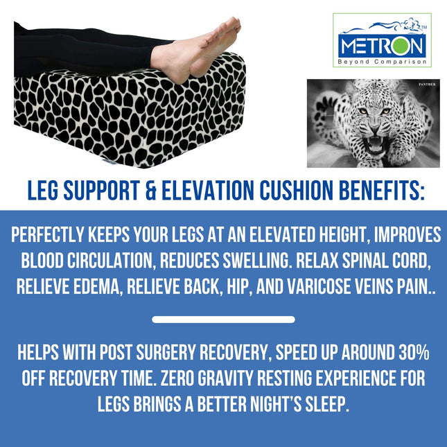 Metron Leg Elevation Wedge Pillow for Leg Rest & Elevating Pillow for Sleeping Reading Post Surgery Injury Relieve  Back Hip Knee Pain Improve Blood Circulation  Reduce Swelling  Washable Cover  Size 19x18x7 Inches Pack of 1