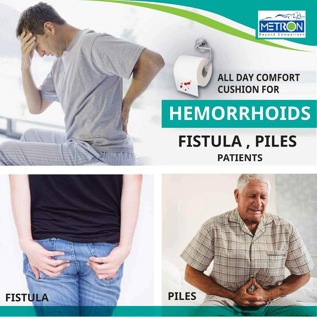 METRON-Thick Donut Ring Cushion Pillow for Piles Hemorrhoid Coccyx Sciatic Nerve Pregnancy Tailbone Back Pain Fistula Prostate Post Natal Pain Relief Post Surgery Relief  Double Cover  Pack of 1