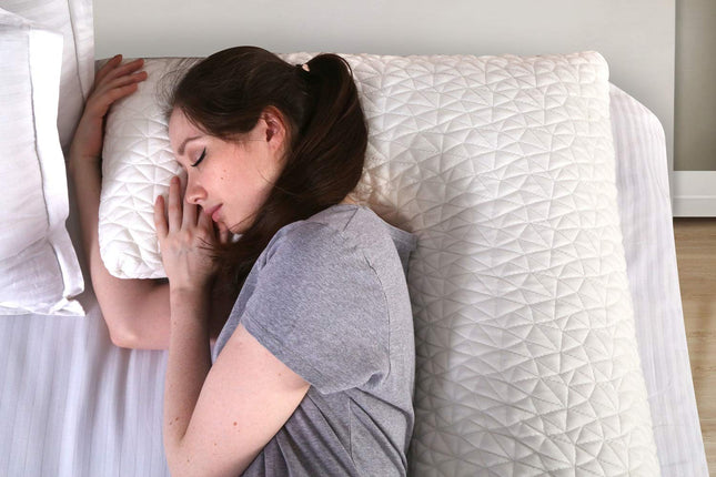 METRON -L Shape Total Body Pillow with Adjustable Shredded Memory Foam - Perfect for Cuddling Snuggling and Maternity  Full Size  Bamboo Derived Viscose Rayon & Polyester Blend Washable Cover