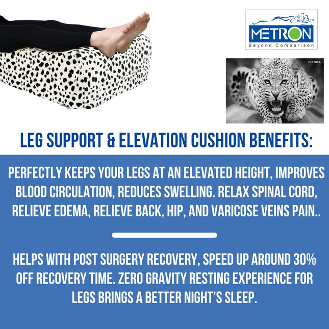 METRON Orthopaedic Bed Wedge Elevated Leg Pillow  Foam Wedge for Leg Elevation Reduces Back Pain & Improves Blood Circulation  Size 20”x18”x8”  Removable & Washable Cover  Pack of 1