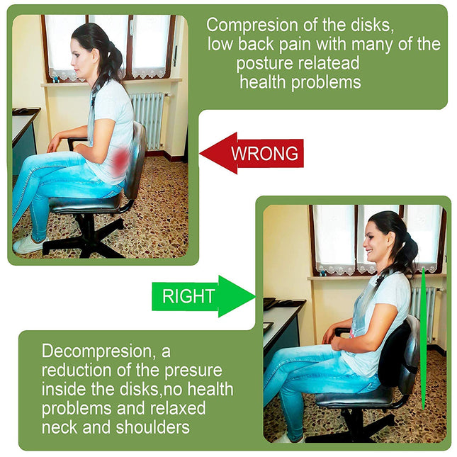 METRON Memory Foam Lumbar Support Pillow, Standard, Black