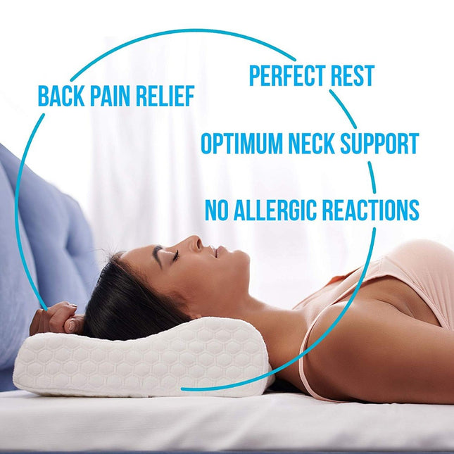 Cool Gel Infused Vissco Memory Foam Soft Support Contour Cervical Sleeping Pillow for Sleeping | L - 16" X W - 24" X H - 4.5" Inches