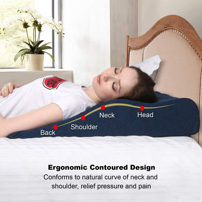 Gel Memory Foam Curved Wedge Pillow | L - 27'' X W - 23'' X H - 6'' Inches