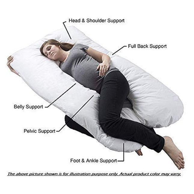 Combo Pack | Multipurpose-U Shape Full Body Soft Supportive Pregnancy Pillow with Handy Small Wedge Pillow Helps in Sitting & Supporting Baby Bump