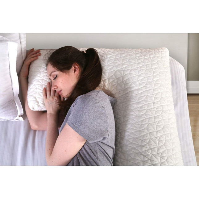 METRON -L Shape Total Body Pillow with Adjustable Shredded Memory Foam - Perfect for Cuddling Snuggling and Maternity | Full Size | Bamboo Derived Viscose Rayon & Polyester Blend Washable Cover