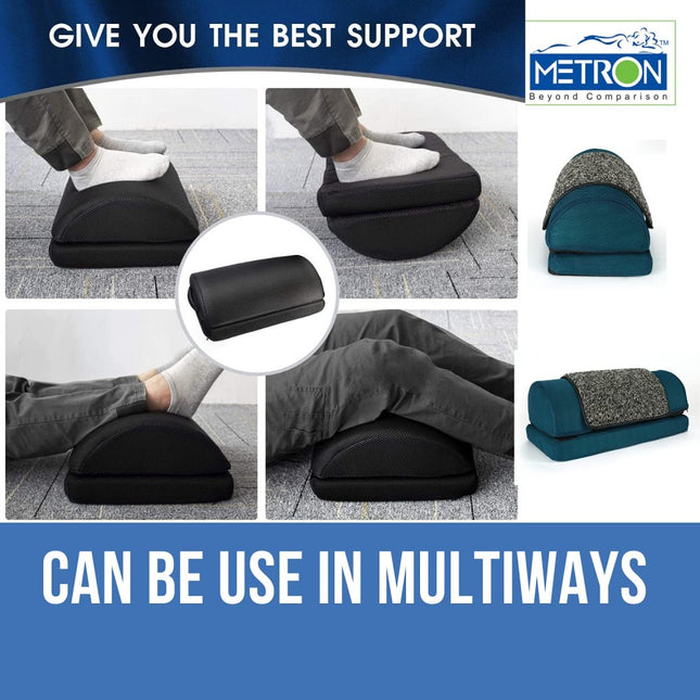 Adjustable Foot Rest Stool for Under Desk with Removable Interlope Cushion Rubber Mat  Relieve Foot Pain and Improves Blood Circulation  Two Height Options 5” & 7”  Washable Cover  Pack of 1