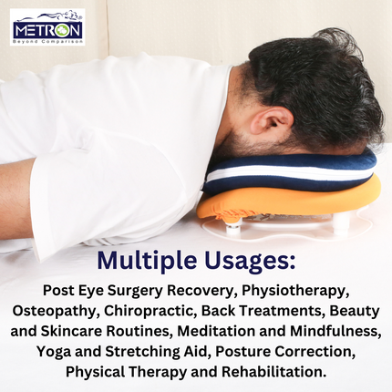 METRON Face Down Prone Pillow for After Retina Eye Surgery, Helps in Retinal Detachment of Muscular Hole & Vitrectomy Recovery, It is Ideal for Spa, Massage & Prone Sleeping, with a Height Adjuster