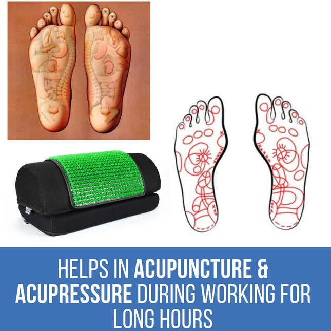 Adjustable Foot Rest Stool Under Desk with Removable Acupressure Massage Accumat Plastic Top Sheet | Relieve Foot Pain and Improves Blood Circulations | Two Height Options 5” & 7” | Washable Cover | Pack of 1