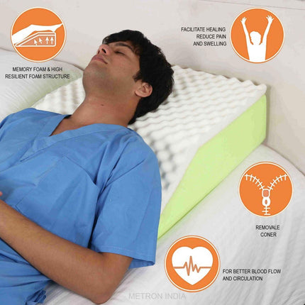 Flat Top Wedge Pillow for Acid Reflux for Sleeping Helps in Leg Head Neck Elevation | L -24'' X W - 28'' X H - 8'' Inches