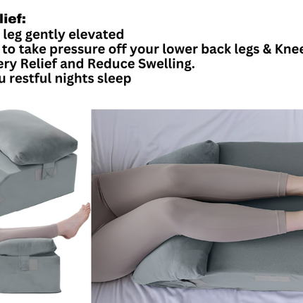 METRON Foam & Memory Foam Leg Elevation Pillow - Wedge Pillow for Varicose Veins, Reduces Leg & Back Pain, Improves Blood Circulation - Extra Soft Pillow, Grey, Pack of 1
