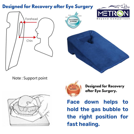 METRON Face Down Prone Pillow for After Eye Surgery, Helps in Retinal Detachment Muscular Hole & Vitrectomy Recovery, Ideal for Massage & Prone Sleeping Cushions