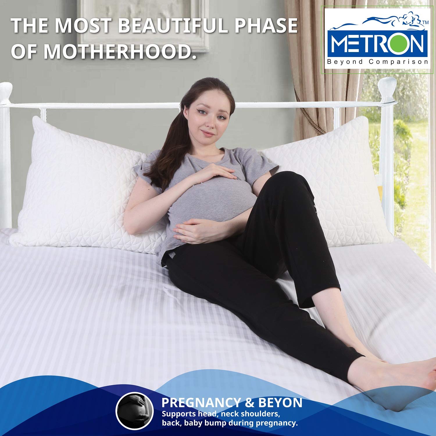 Metron -Total Body Pillow with Adjustable Shredded Memory Foam Perfect for Cuddling, Snuggling and Maternity – Full Size-18”x54”- Bamboo Derived