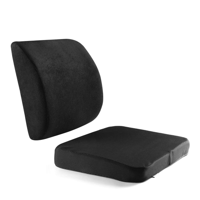 Metron Soft Seat Cushion & Lumbar Support for Office Chair, Car, Wheelchair, Memory Foam Pillow, Washable Covers Pack of 2 pcs