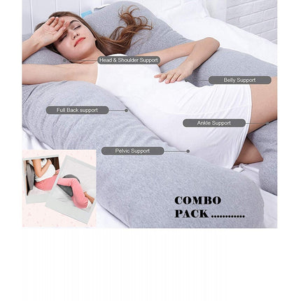 Combo Pack | U Shape Full Body Soft Supportive Pregnancy Pillow with Handy Small Wedge Pillow