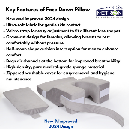 METRON Face Down Prone Pillow for After Eye Surgery, Helps in Retinal Detachment Muscular Hole & Vitrectomy Recovery, Ideal for Massage & Prone Sleeping Cushions Visit The Store