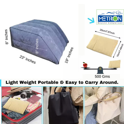 METRON Leg Elevation Pillow for Sleeping  Inflatable Wedge Pillow  Helps in After Surgery Recovery Reducing Swelling & Back Pain  Improves Blood Circulation  Size 22”x19”x8” Inches