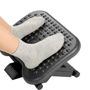 Metron Adjustable Under Desk Footrest | Plastic Foot Rest for Under Desk at Work with Massage Texture | Foot Stool Under Desk with 3 Height Position & 30-45 Degree Tilt Angle Adjustment