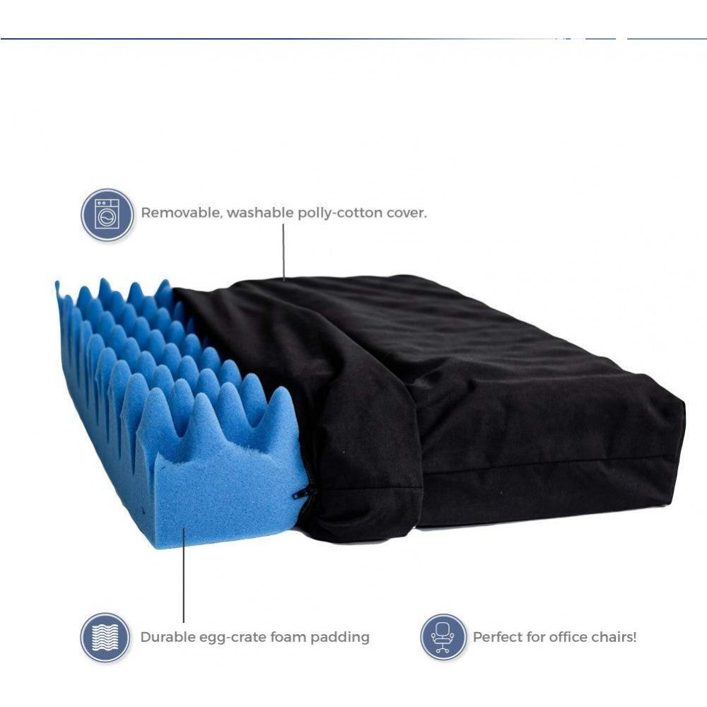 Egg Crate Sculpted Foam Seat Cushion with Full Back, Blue With
