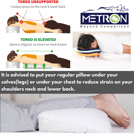 METRON Face Down Prone Pillow for After Retina Eye Surgery, Helps in Retinal Detachment of Muscular Hole & Vitrectomy Recovery, It is Ideal for Spa, Massage & Prone Sleeping, with a Height Adjuster