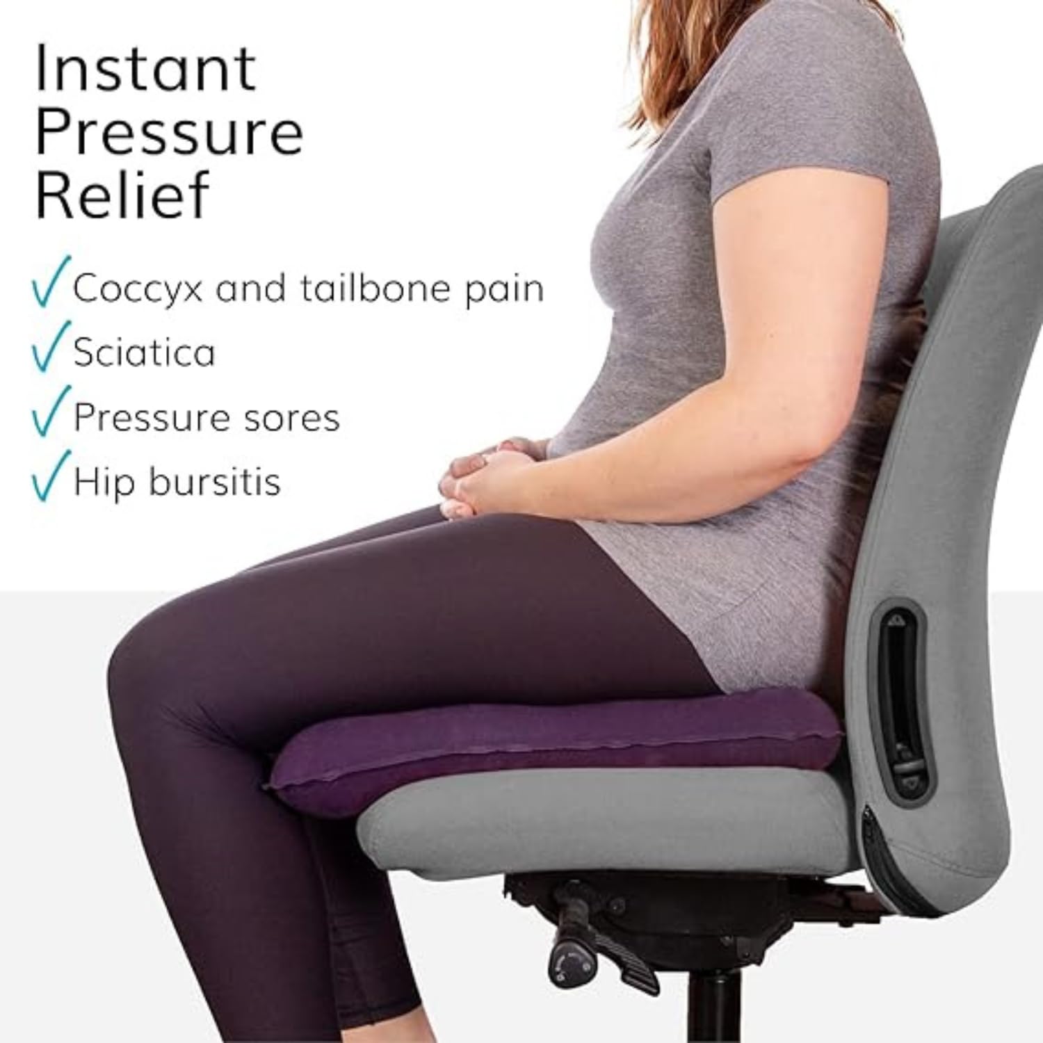 METRON Inflatable Chair Cushion, Portable Chair Pads, Breathable Waffle Cushion, Air Seat Cushion, Tailbone Cushion for Car Office Wheelchair (Light