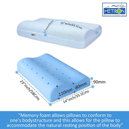 METRON-Contour Elastic Memory Foam Bed Pillow for Sleeping Helps in Spondylitis Cervical Neck Pain & Stiffness