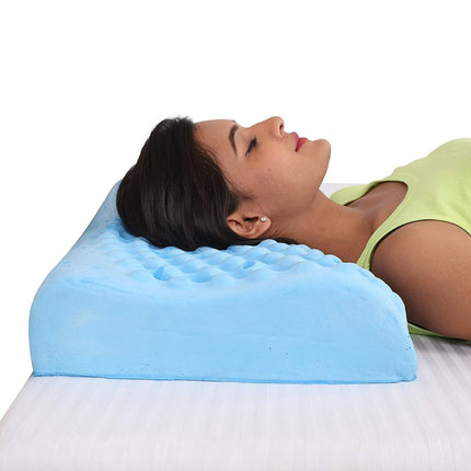 Anti Pressure Pillow | Visco Soft Bubbles Memory Foam Curve Pillow | L - 23'' X W - 14.5'' X H - 4'' Inches