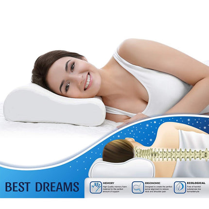 Cool Gel Infused Vissco Memory Foam Soft Support Contour Cervical Sleeping Pillow for Sleeping | L - 16" X W - 24" X H - 4.5" Inches