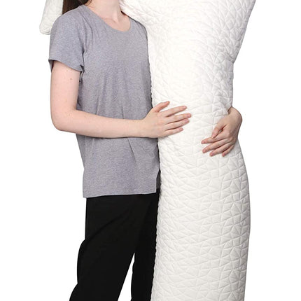 METRON -L Shape Total Body Pillow with Adjustable Shredded Memory Foam - Perfect for Cuddling, Snuggling and Maternity – Full Size-20”x54”- Bamboo Derived Viscose Rayon & Polyester Cover