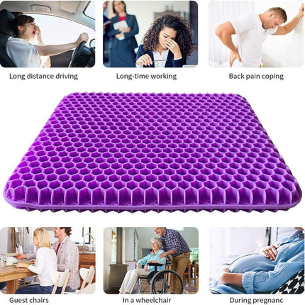 METRON Gel Seat Cushion for Long Sitting  Extra Large & Thick  Medium Soft & Breathable Cover Perfect for Wheelchair Office Chair and Hip Pain Relief Double Honeycomb Design Pack of 1Pc