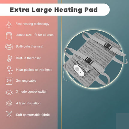 Metron Orthopedic Electric Heating Pad for Pain Relief | Heat Belt & Hot Belt for Back, Knee, Shoulder, Neck & Period Cramps | Extra Large Size Velvet Pad with Adjustable Temperature Controller for Joint Pain, Muscle Stiffness & Relaxation Therapy