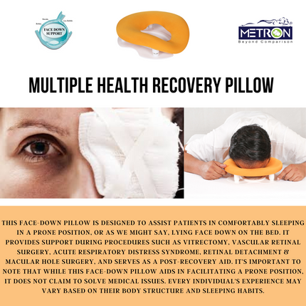 METRON Face Down Prone Pillow for After Retina Eye Surgery, Helps in Retinal Detachment of Muscular Hole & Vitrectomy Recovery, It is Ideal for Spa, Massage & Prone Sleeping, with a Height Adjuster