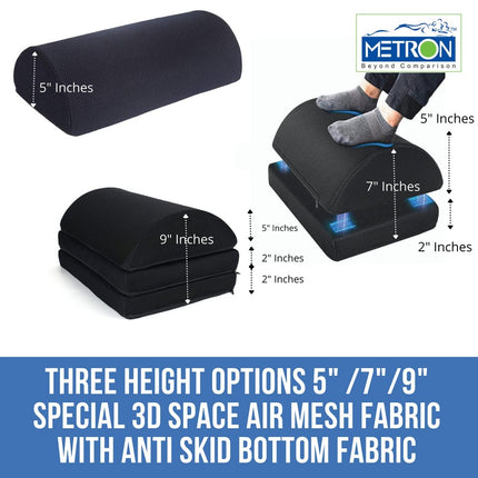 Adjustable (3 Height-in-1) Foot Rest Stool for Under Desk with Removable Interloped Cushion Rubber Mat  Relieve Foot Pain Improves Blood Circulation  Three Height Options 5” 7” & 9” Pack of 1