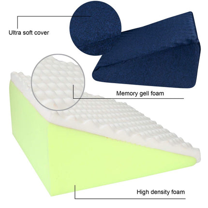 Double Comfort Layer Memory Foam | Top Bed Wedge Pillow For Acid Re-Flux Sleeping | L - 18'' X W- 18'' X H - 10'' Inches