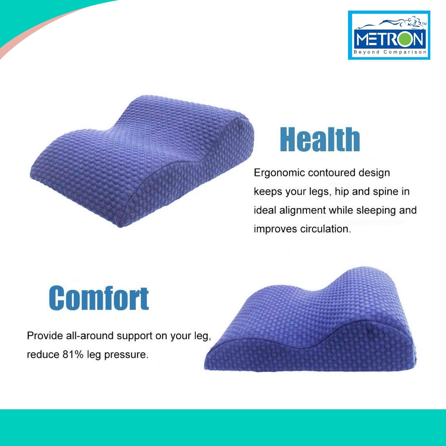 METRON- Contour Lounge Leg Rest Elevator Wedge Pillow Helps in Vascular Sciatica Pain Relief Pregnancy Swelling Feet Orthopedic
