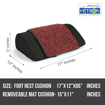 Metron Foot Rest for Office Chair | Work from Home |for Gaming Work-Study or Under Desk Leg Support |With Extra Removable Rubber Interlope Mat | Non-Slip Bottom |17”x12”x5” | Black | Pack of 1