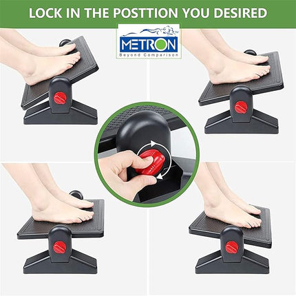 Metron Adjustable (Tilt Angle) Under Desk Footrest for Home Office Gaming Chair | Plastic Ergonomic Foot Rest | Color Black | Material ABS | Pack of 1