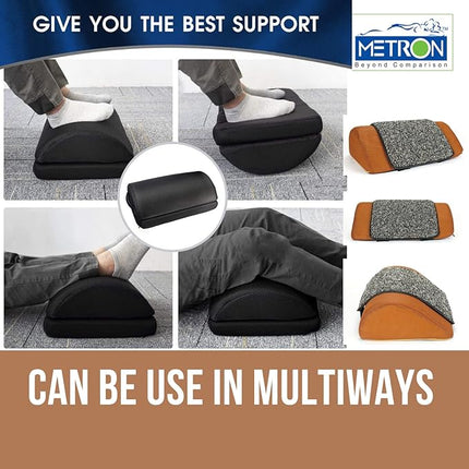 Metron Foot Rest for Office Chair | Work from Home |for Gaming Work-Study or Under Desk Leg Support |With Extra Removable Rubber Interlope Mat | Non-Slip Bottom |17”x12”x5” | Tan | Pack of 1