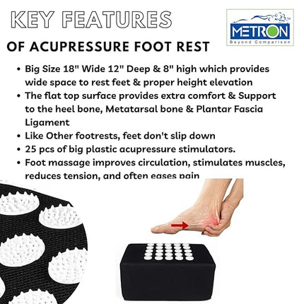 Metron Extra Large Foot Rest for Stools High Chairs Sofa Dining Table & Under Desk | Best for Kids Adults Shorter Folks & Senior Persons | Now with Acupressure Stimulators for Pain Relief