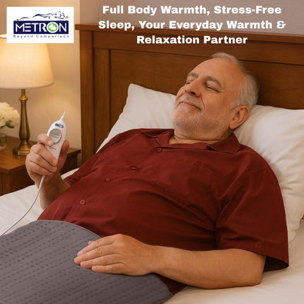 Metron Extra Large Heating Pad 52"x22" for Full Body Pain Relief and Winter Bed Warmer, Electric Heat Pad for Back Legs Shoulders and Period Comfort with 3 Heat Settings, Fast Heating and Soft Quilted Fabric