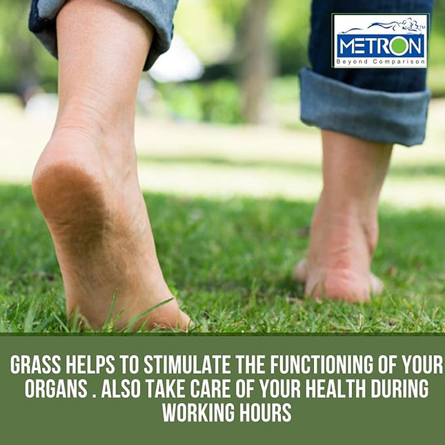 Metron Foot Rest for Office Chair | Work from Home |for Gaming Work-Study or Under Desk Leg Support |With Extra Removable Plastic Grass Turf Mat | Non-Slip Bottom |17”x12”x5” | Tan | Pack of 1