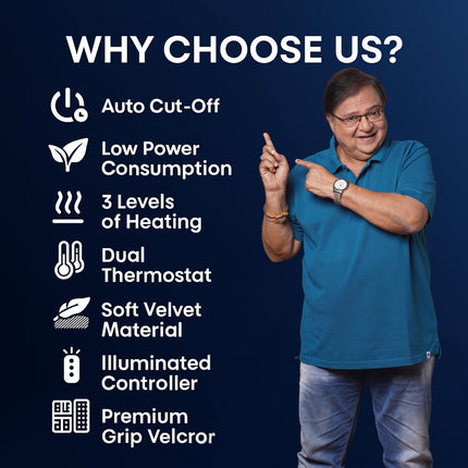 Metron Orthopedic Electric Heating Pad for Pain Relief | Heat Belt & Hot Belt for Back, Knee, Shoulder, Neck & Period Cramps | Large Size Velvet Pad with Adjustable Temperature Controller for Joint Pain, Muscle Stiffness & Relaxation Therapy