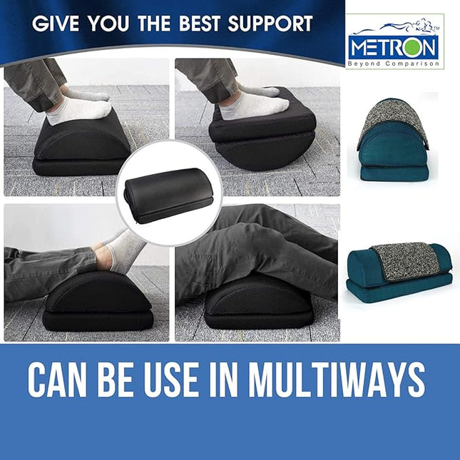 Metron Adjustable Foot Rest Stool under Desk with Removable Artificial Grass Turf Top Mat Sheet | Relieve Foot Pain and Improves Blood Circulation | Two Height Options 5” & 7” | Washable Cover | Pack of 1