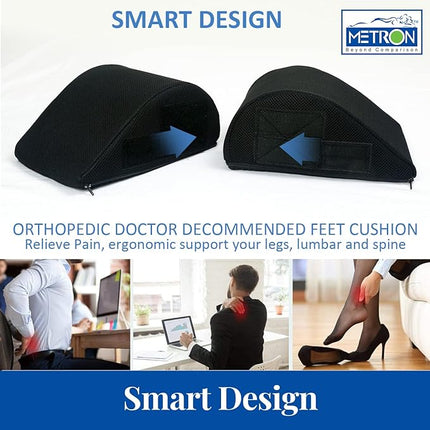 Metron Detachable Foot Rest for Under Desk | Desk Footrest for Office and Home Working |Can be Use Combined or Separated | Washable Cover | Size 17”x12”x5” Inches | Pack of 1