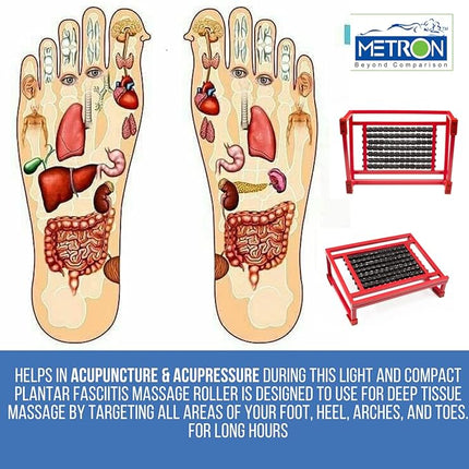 Metron Foot Rest for Under Desk at Work | with Foot Massage Rollers for Deep Relaxation While Working for Long Hours | Durable Metal Pipe Frame with 28 Massage Rollers with Silicon Anti-slip Grip Pads