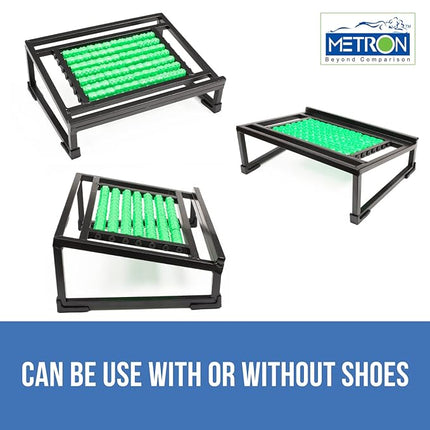 Metron Foot Rest for Under Desk at Work | with Foot Massage Rollers for Deep Relaxation While Working for Long Hours | Durable Metal Pipe Frame with 28 Massage Rollers with Silicon Anti-slip Grip Pads