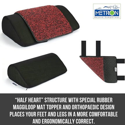 Metron Foot Rest for Office Chair | Work from Home |for Gaming Work-Study or Under Desk Leg Support |With Extra Removable Rubber Interlope Mat | Non-Slip Bottom |17”x12”x5” | Black | Pack of 1