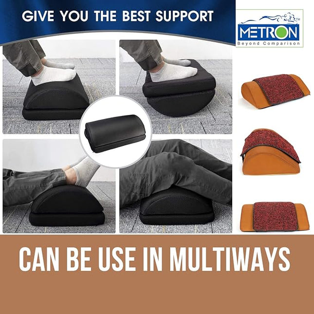 Metron Foot Rest for Office Chair | Work from Home |for Gaming Work-Study or Under Desk Leg Support |With Extra Removable Rubber Interlope Mat | Non-Slip Bottom |17”x12”x5” | Tan | Pack of 1